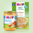HiPP Bio-Gläschen: 5-Korn Getreidebrei und Gemüse-Reis mit Hühnchen – Babynahrung ab 6 Monaten.